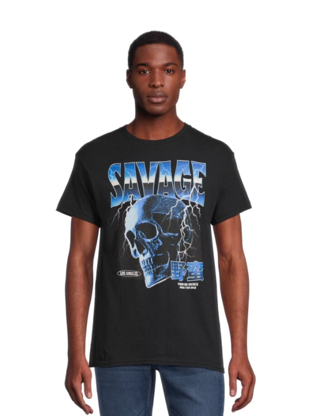 Savage Graphic Tee Shirt Men’s Size Small (34-36) Black Skull Short Sleeves